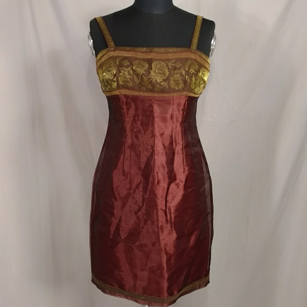 Shimmery Mini Dress Rich Copper Gold Metallic Look